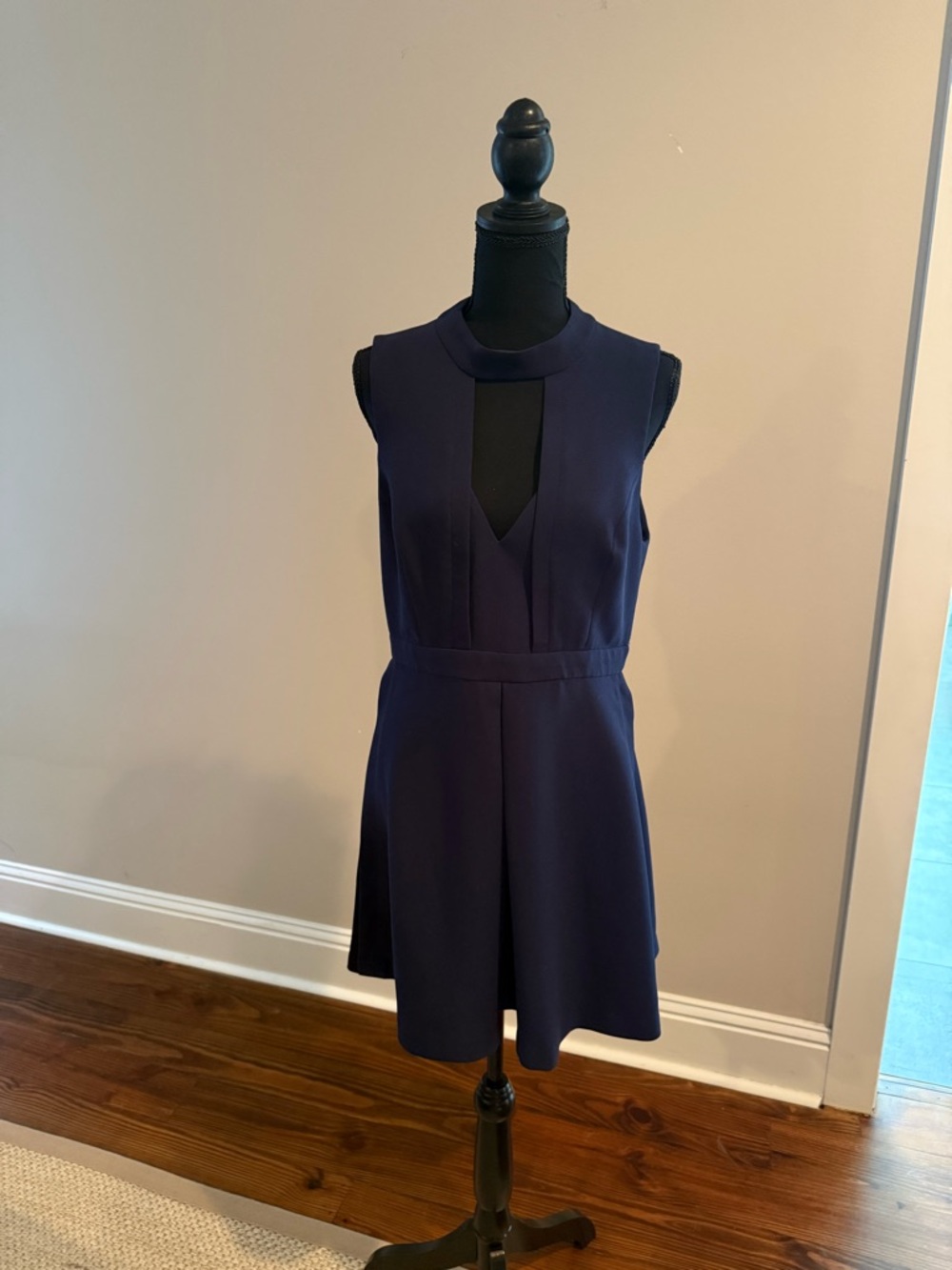 BCBGeneration Navy Sleeveless Dress with Front Keyhole